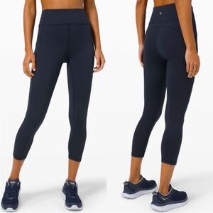 Lululemon Navy Blue Invigorate Pocket Crop Leggings